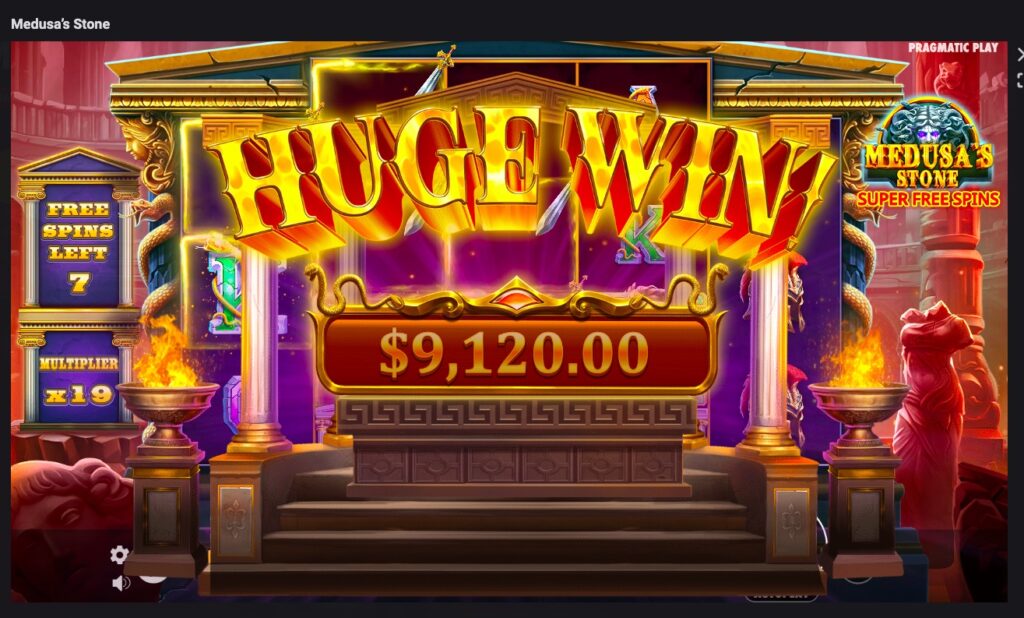 Medusa’s Stone huge slot win