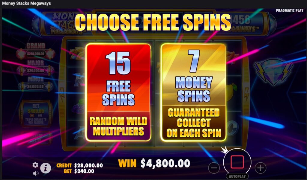 Money Stacks Megaways free spins bonus feature
