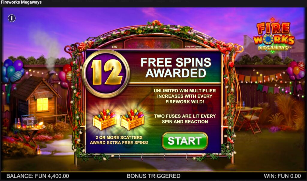 Fireworks Megaways Free Spins.