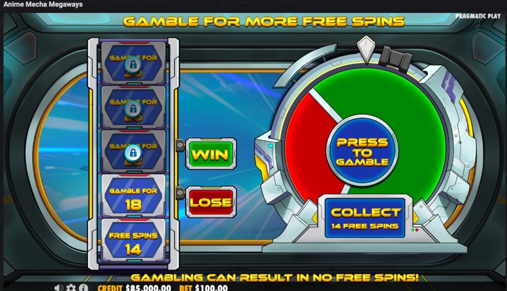 Anime Mecha Megaways bonus feature gameplay