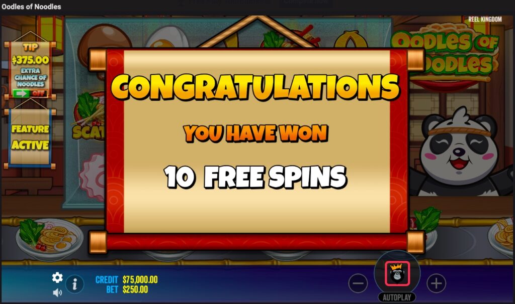 Oodles of Noodles free spins