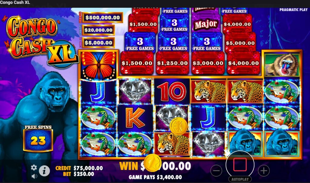 Congo Cash XL free spins slot feature