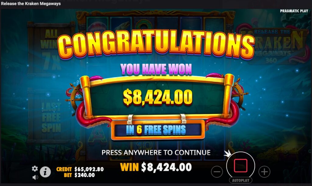 Release the Kraken Megaways huge slot win