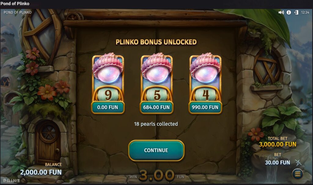 Pond of Plinko bonus round.
