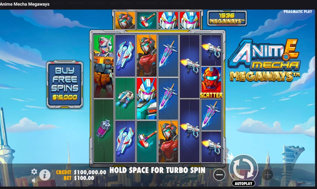 Anime Mecha Megaways slot gameplay
