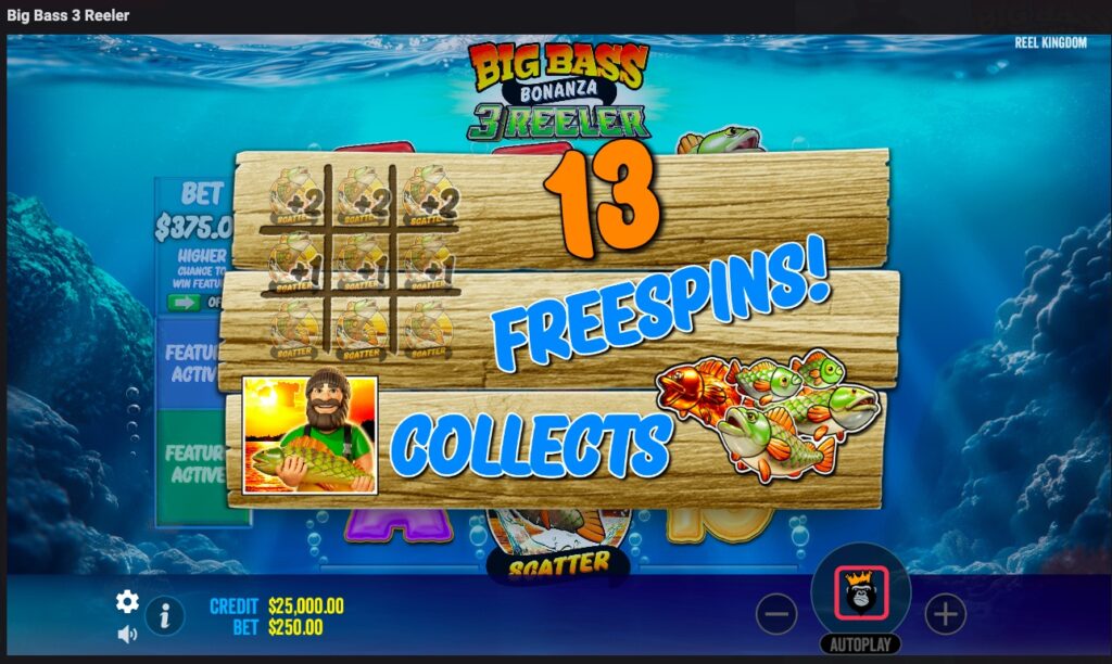 Big Bass 3 Reeler free spins bonus feature