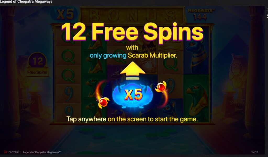 Legend of Cleopatra Megaways free spins slot feature