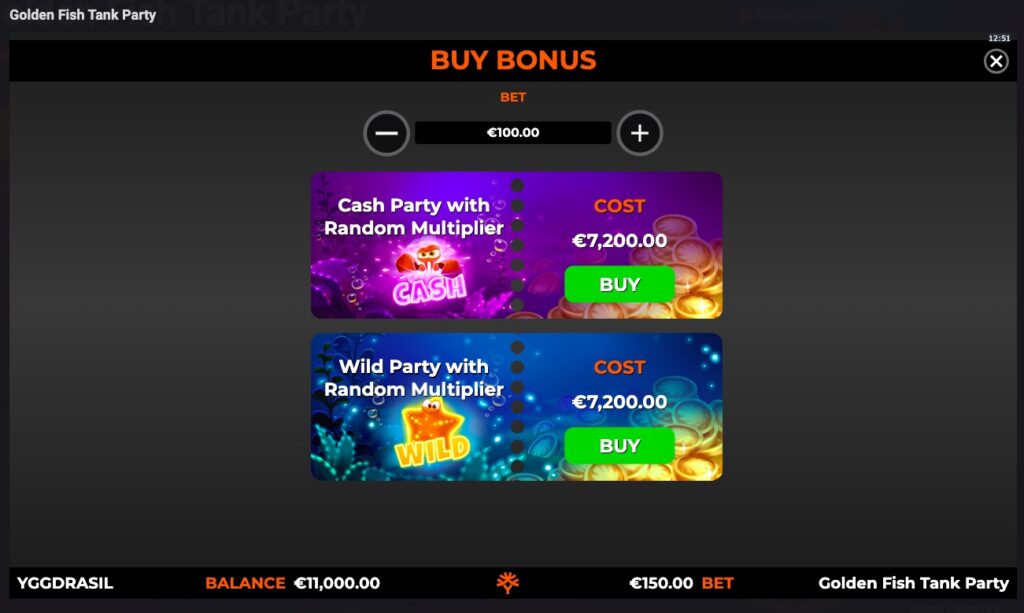 Golden Fish Tank Party bonus buy