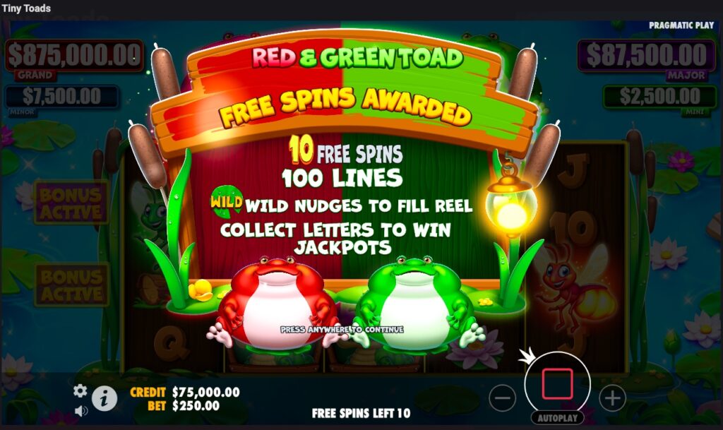 Tiny Toads free spins