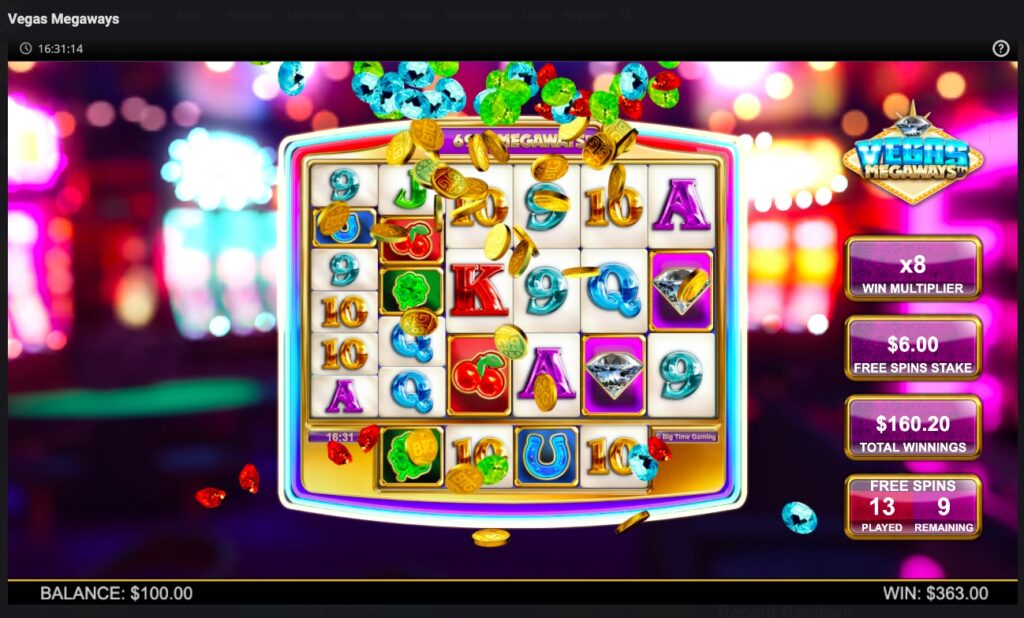 Vegas Megaways paylines and features