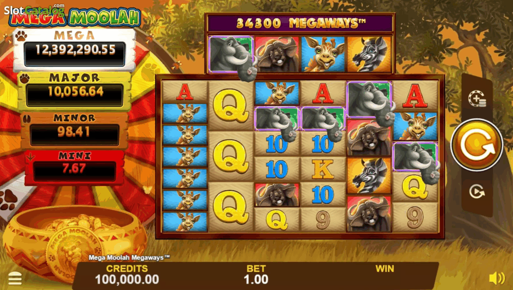 Mega Moolah Megaways slot gameplay and features