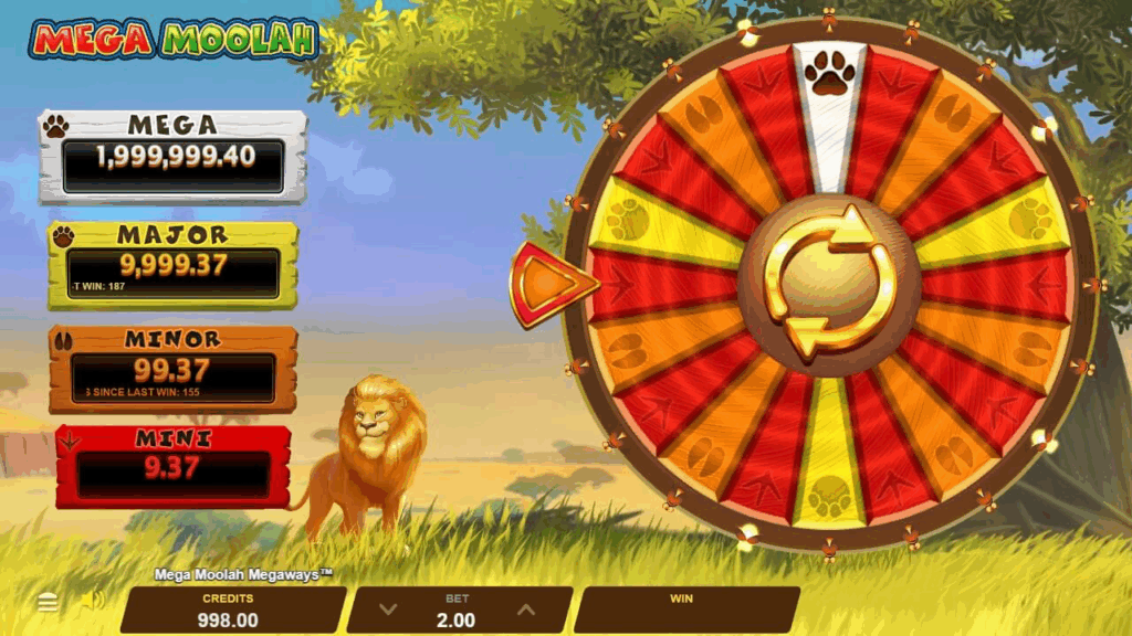 Mega Moolah Megaways slot gameplay including jackpots