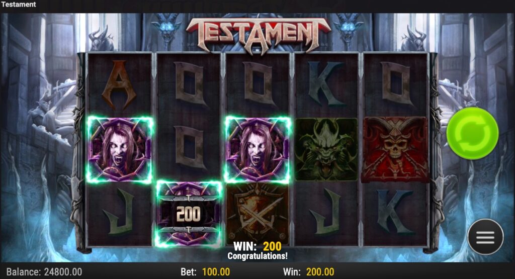 Testament Gameplay Winning Spin