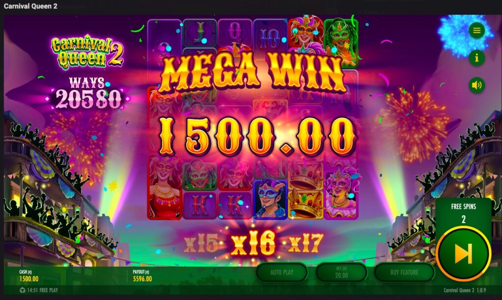 Carnival Queen 2 mega win