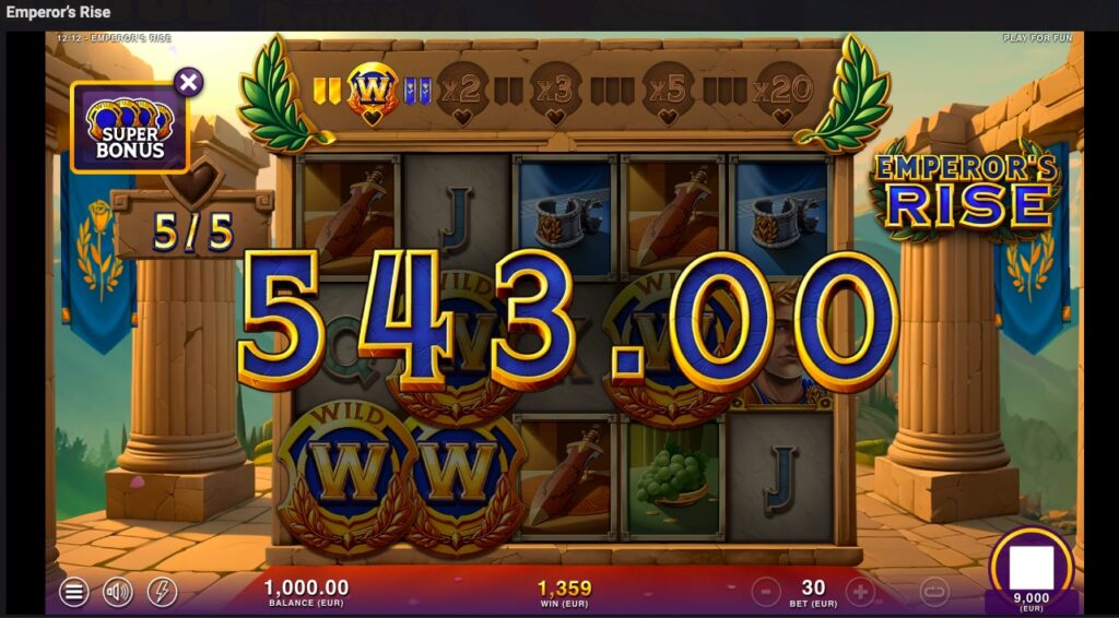 Emperor's Rise winning spin