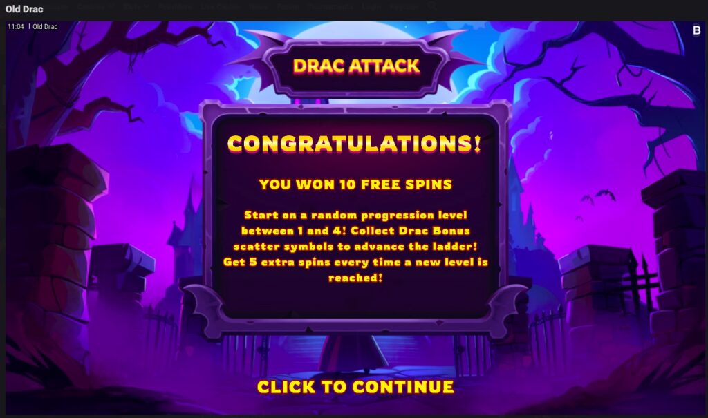 Old Drac free spins