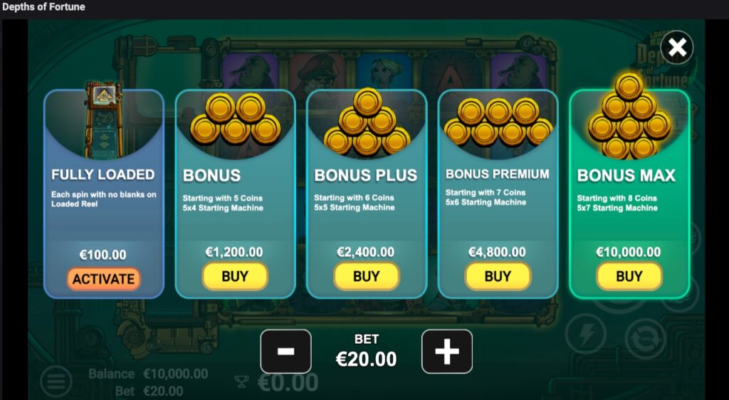 Depths of Fortune bonus buy options