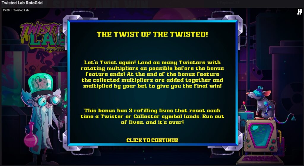 Twisted Lab RotoGrid free spins