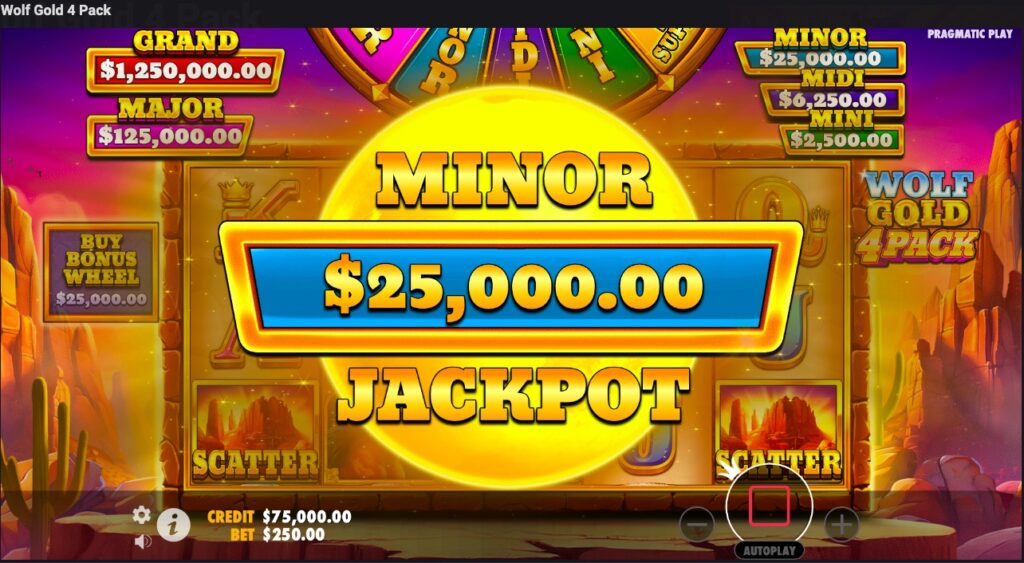 Wolf Gold 4 Pack minor jackpot