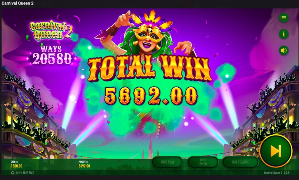 Carnival Queen 2 total win