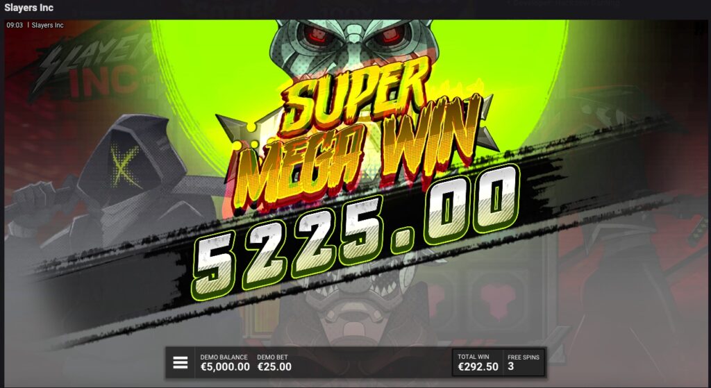 Slayers Inc big winning spin