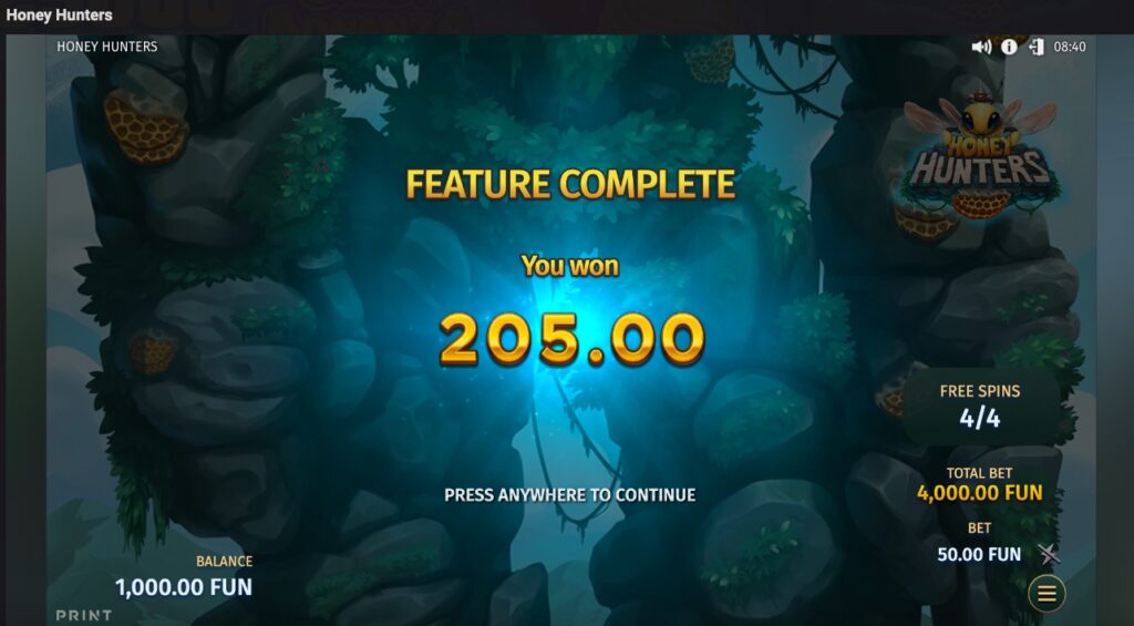 Honey Hunters feature total win