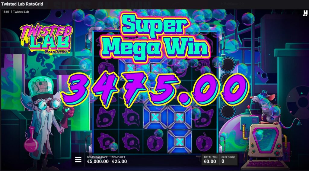 Twisted Lab RotoGrid winnings from free spins