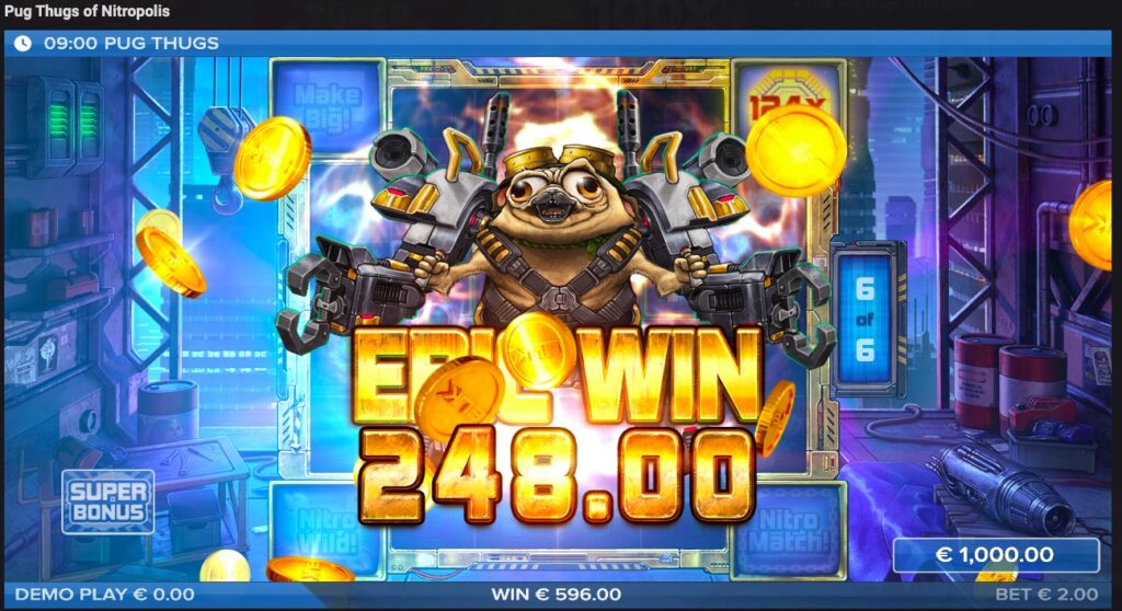 Pug of Thugs of Nitropolis winning spin