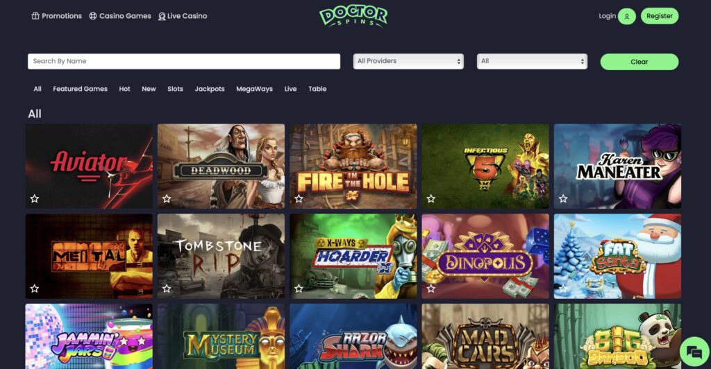 Doctor Spins casino games library