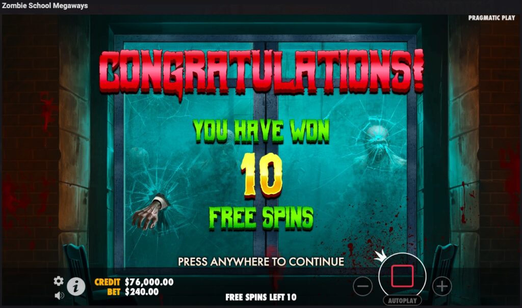 Zombie School Megaways free spins