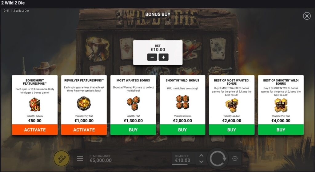 2 Wild 2 Die Bonus Buy
