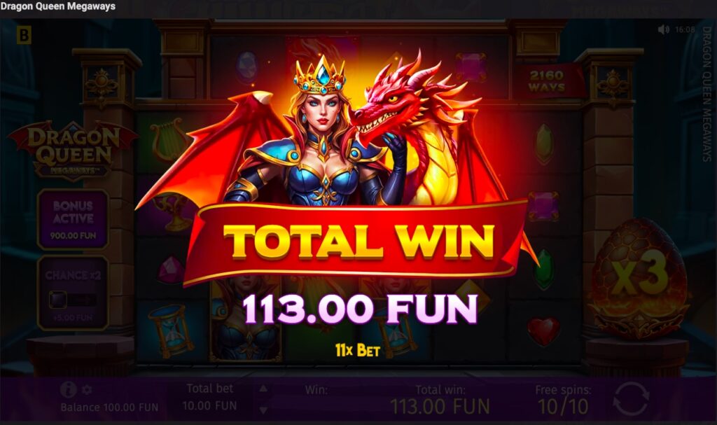 Dragon Queen Megaways total win