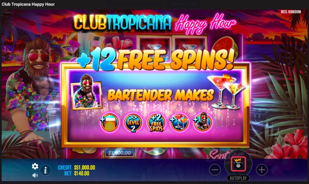 Club Tropicana Happy Hour free spins