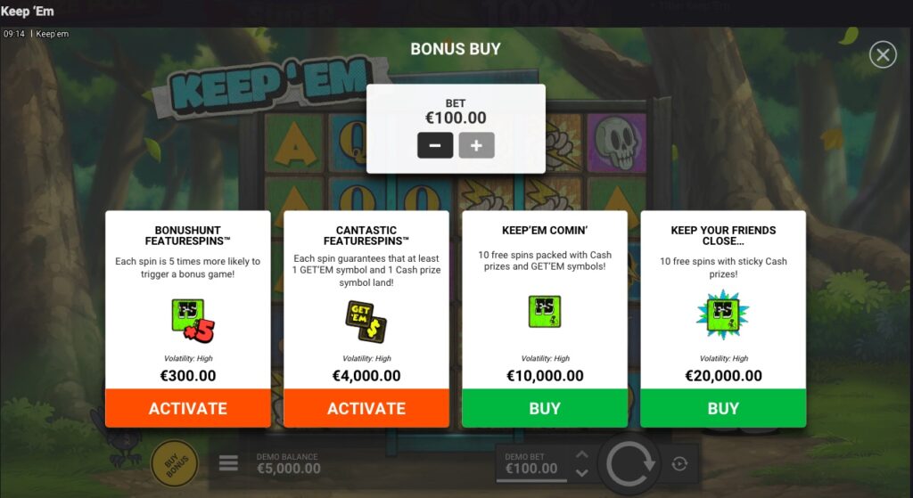 Keep'Em Buy feature options