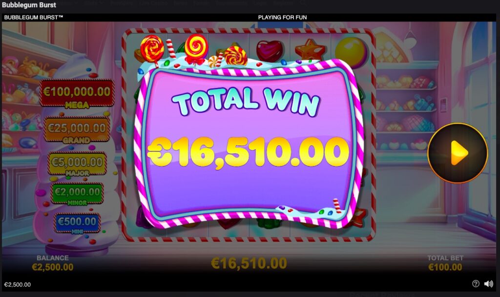 Bubblegum Burst total win