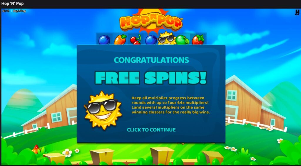 Hop 'n' Pop Free Spins Feature