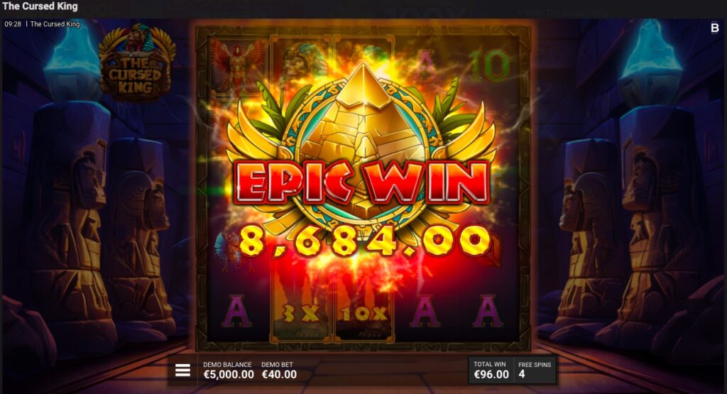 The Cursed King win from free spins