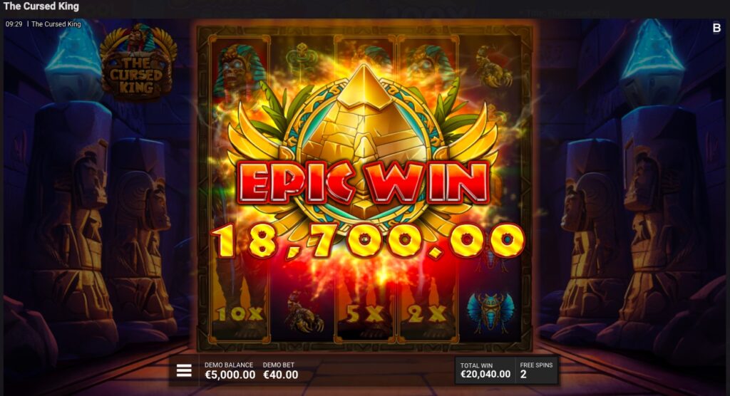 The Cursed King big win from free spins
