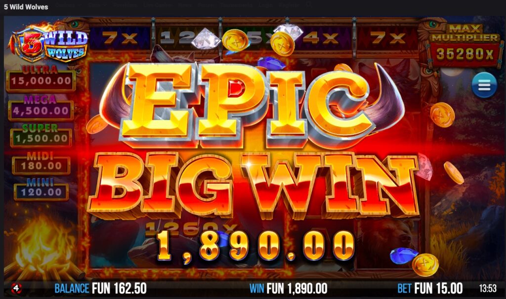 5 Wild Wolves epic big win