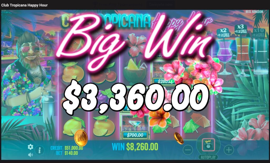 Club Tropicana Happy Hour big win 2
