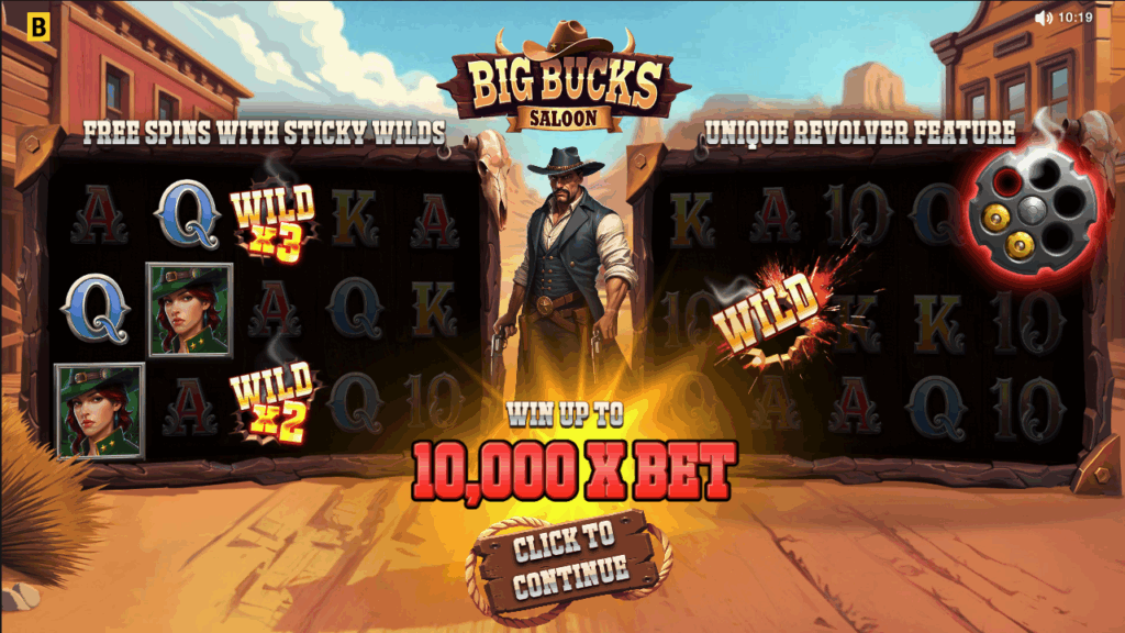 Big Bucks Saloon Landing Screen