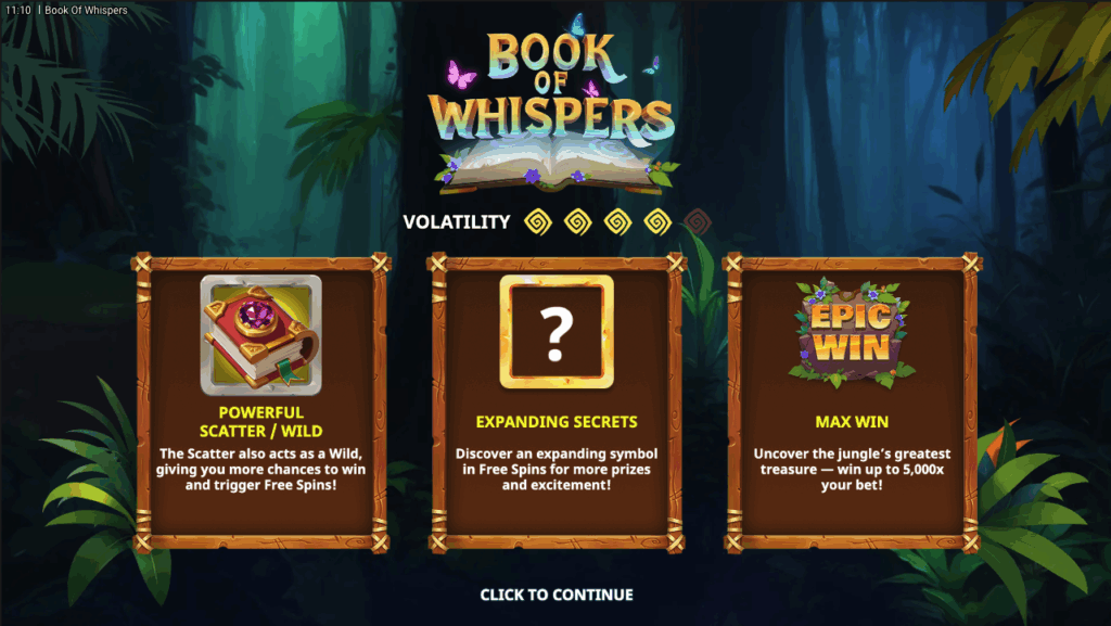 Book of Whispers - Home Screen