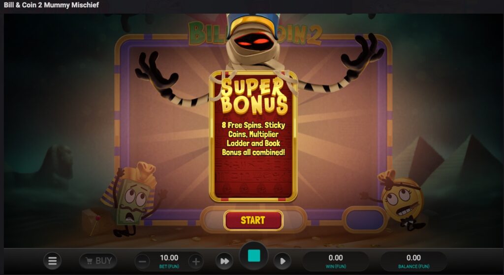 Bill & Coin 2 Mummy Mischief Slot won free spins