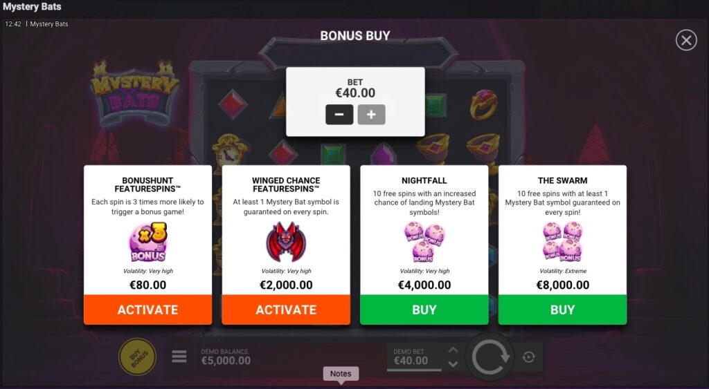 Mystery Bats bonus buy options