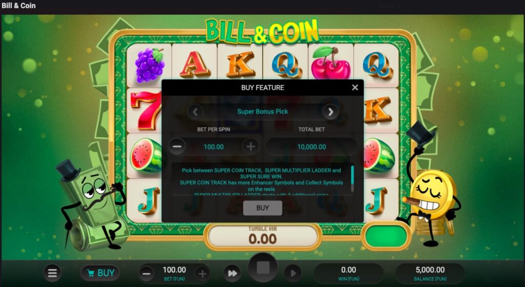 Bill & Coin bonus buy options