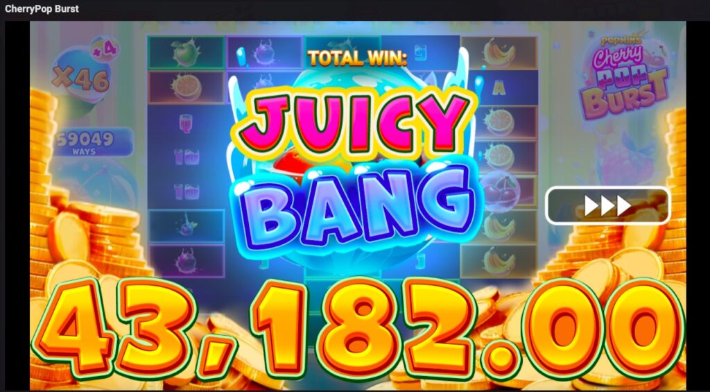 CherryPop Burst total winnings from free spins 