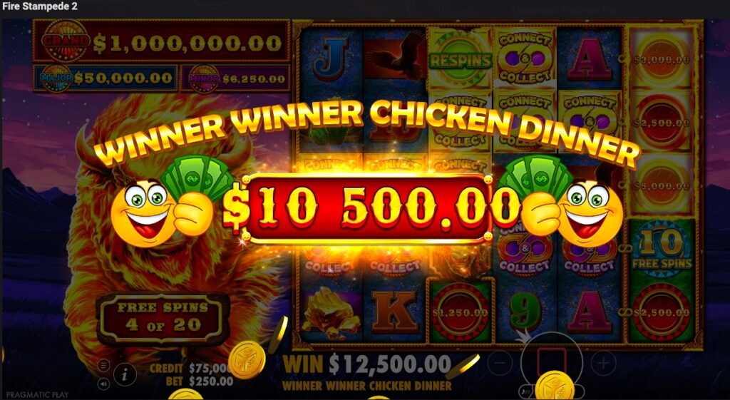 Fire Stampede 2 big winning spin