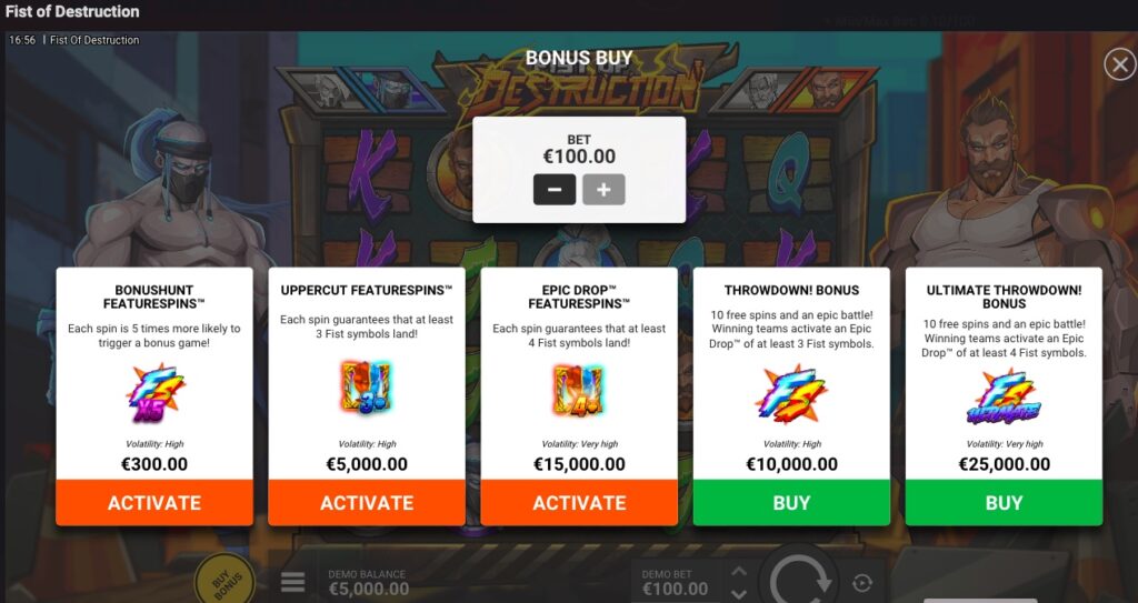 Fist of Destruction feature buy options