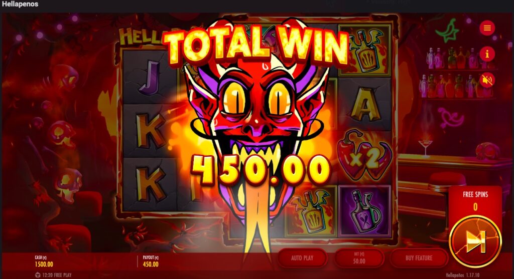 Hellapenos total winnings from free spins