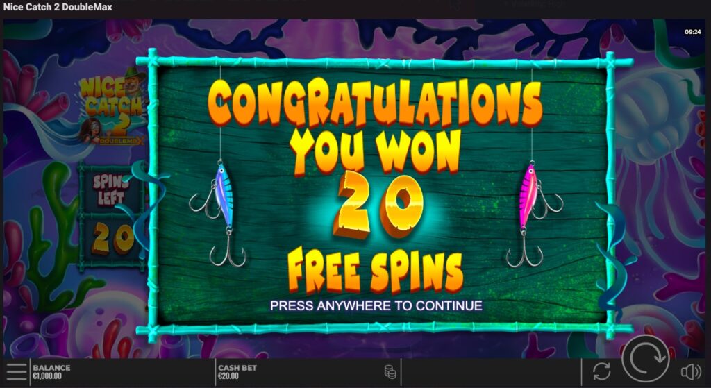 Nice Catch 2 DoubleMax winning free spins